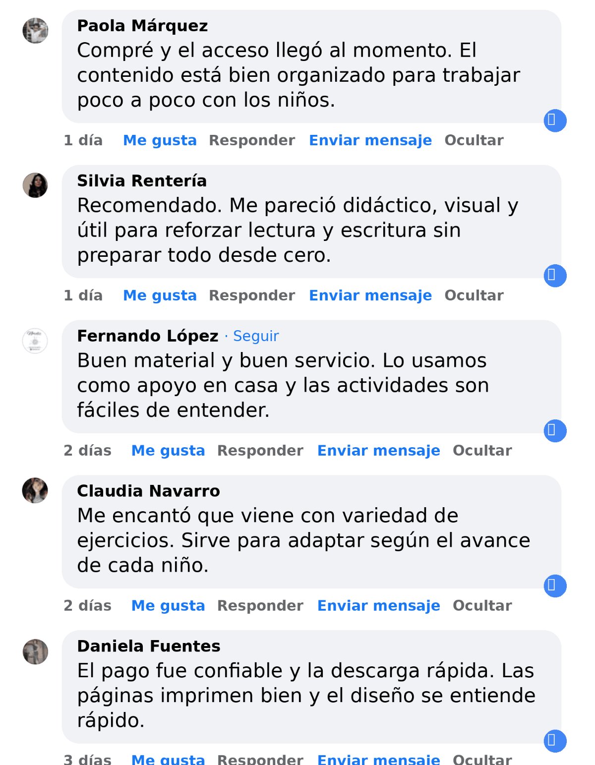 Más comentarios de la comunidad sobre el método